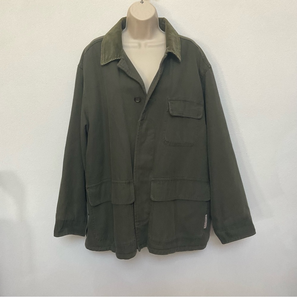 Abercrombie Army Green Rustic 100% Cotton Barn Jacket Size M Outdoor Woodsy